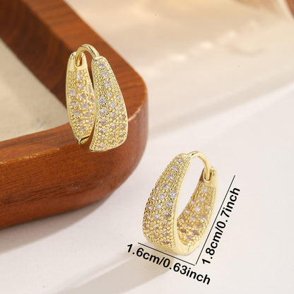 U-shaped Zircon Ear Clips Light Luxury Geometric Minimalist Copper Earrings